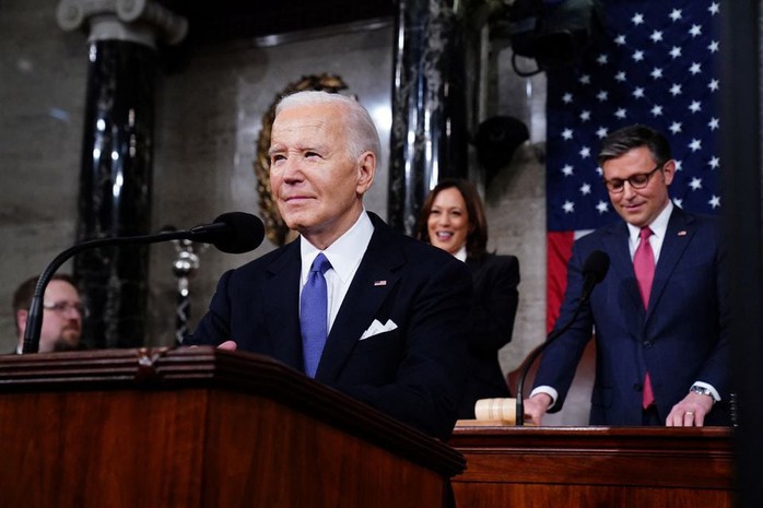 Đây là thông điệp liên bang thứ 3 mà ông Biden đưa ra kể từ khi nhậm chức vào năm 2021. Ảnh: Reuters Đây là thông điệp liên bang thứ 3 mà ông Biden đưa ra kể từ khi nhậm chức vào năm 2021. Ảnh: Reuters