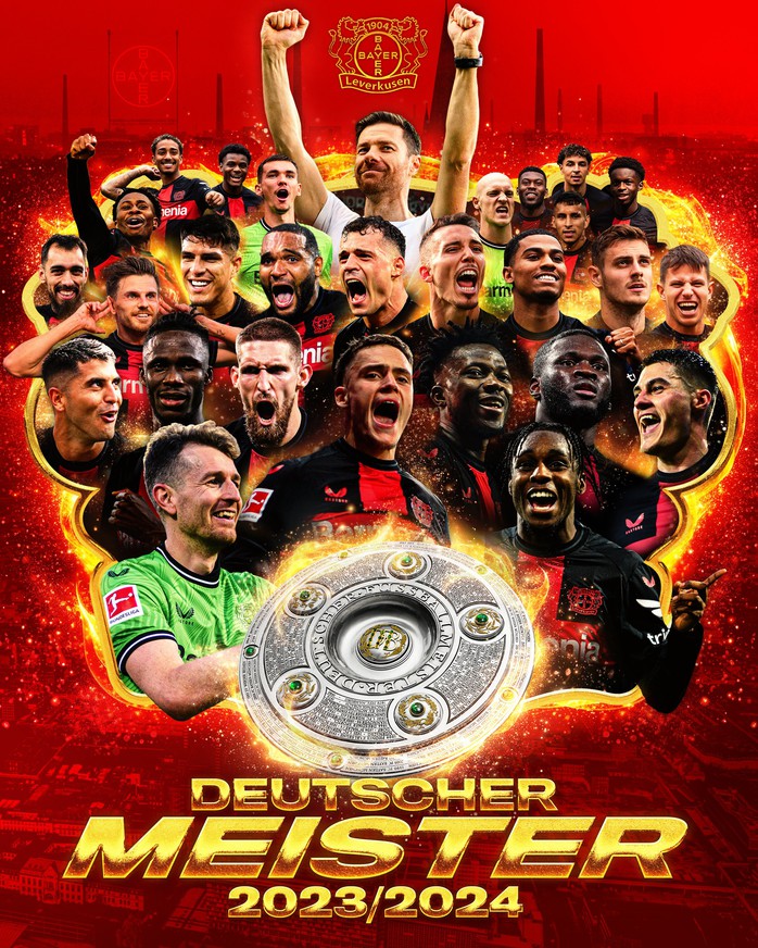 Bayer Leverkusen lần đầu tiên trong lịch sử vô địch Bundesliga- Ảnh 3. Bayer Leverkusen lần đầu tiên trong lịch sử vô địch Bundesliga- Ảnh 3.