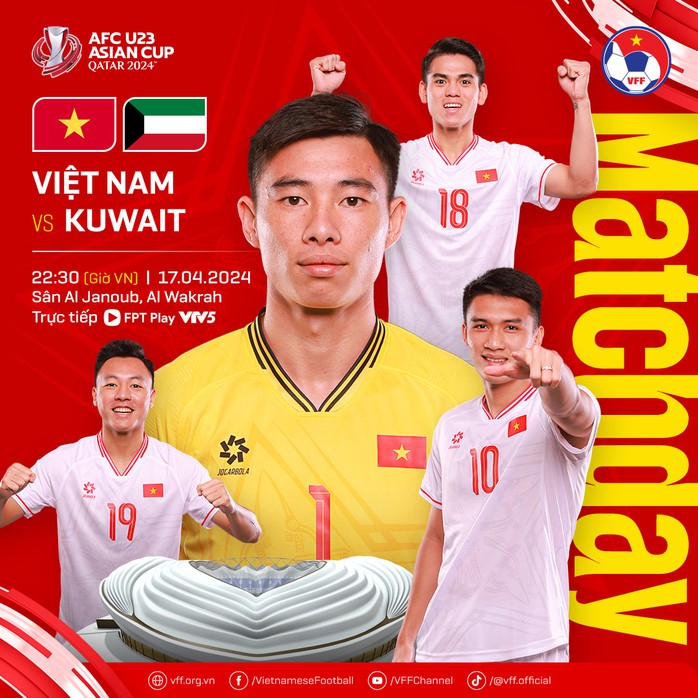 Thắng U23 Kuwait 3-1, U23 Việt Nam giành ngôi đầu bảng D- Ảnh 1. Thắng U23 Kuwait 3-1, U23 Việt Nam giành ngôi đầu bảng D- Ảnh 1.