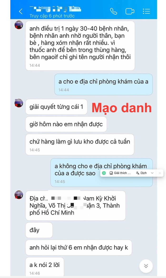 Mạo danh nhân viên bệnh viện để bán thuốc- Ảnh 1. Mạo danh nhân viên bệnh viện để bán thuốc- Ảnh 1.