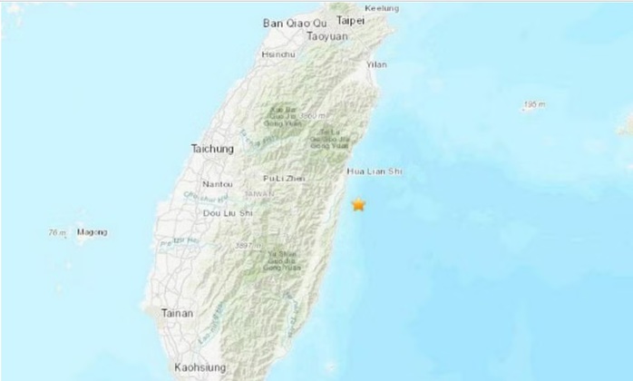 Vị trí của vụ động đất gần Đài Loan (Trung Quốc) ngày 3-4. Ảnh: USGS Vị trí của vụ động đất gần Đài Loan (Trung Quốc) ngày 3-4. Ảnh: USGS