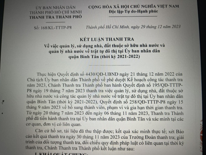 Thiếu sót trong quản lý, sử dụng nhà, đất thuộc sở hữu nhà nước ở Bình Tân- Ảnh 1. Thiếu sót trong quản lý, sử dụng nhà, đất thuộc sở hữu nhà nước ở Bình Tân- Ảnh 1.