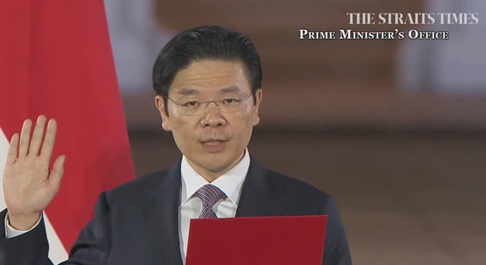 Ông Wong tuyên thệ nhậm chức Thủ tướng Singapore tối 15-5. Ảnh: The Straits Times Ông Wong tuyên thệ nhậm chức Thủ tướng Singapore tối 15-5. Ảnh: The Straits Times