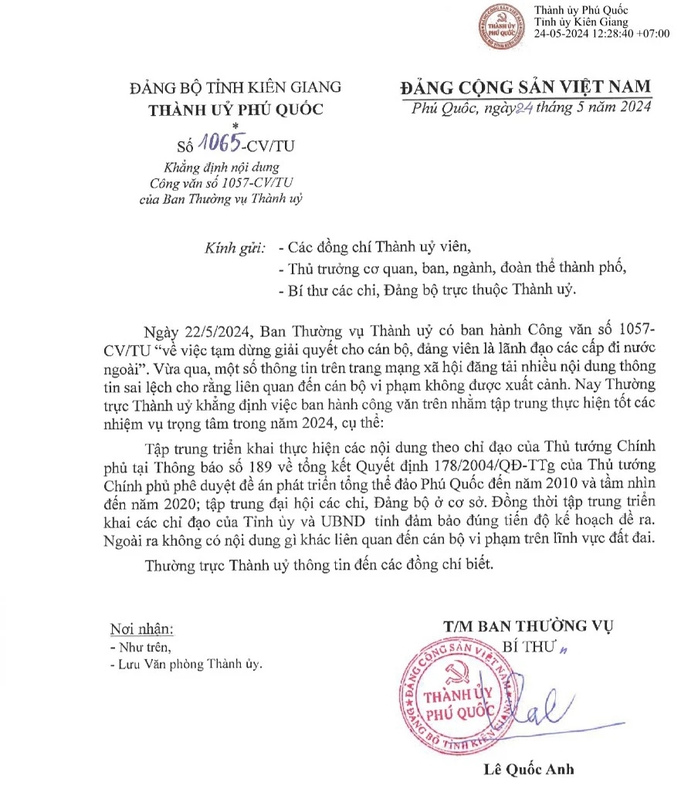 Thành ủy Phú Quốc nói rõ lý do tạm dừng cho cán bộ đi nước ngoài- Ảnh 2. Thành ủy Phú Quốc nói rõ lý do tạm dừng cho cán bộ đi nước ngoài- Ảnh 2.