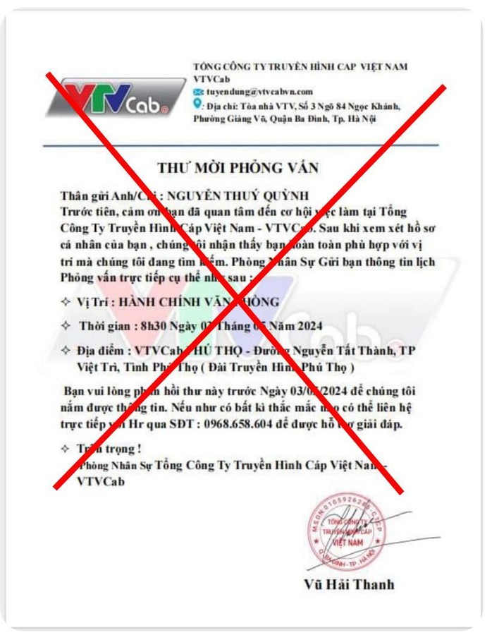 Thủ đoạn lừa đảo, mạo danh nhân viên VTVcab- Ảnh 1. Thủ đoạn lừa đảo, mạo danh nhân viên VTVcab- Ảnh 1.