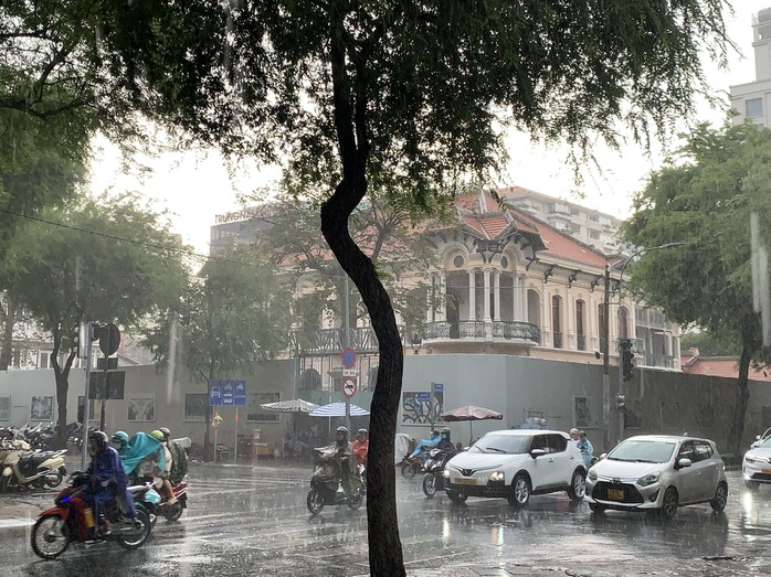 TP HCM mưa trắng trời, nhiều quận xuất hiện mưa đá- Ảnh 2. TP HCM mưa trắng trời, nhiều quận xuất hiện mưa đá- Ảnh 2.