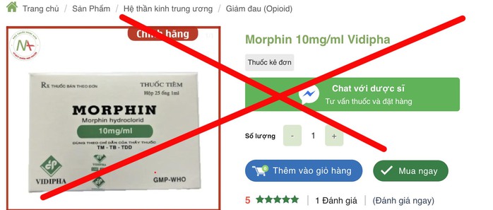 Các thuốc kê đơn, thậm chí cả morphin, được rao bán tràn lan trên mạng xã hội (Ảnh chụp màn hình) Các thuốc kê đơn, thậm chí cả morphin, được rao bán tràn lan trên mạng xã hội (Ảnh chụp màn hình)