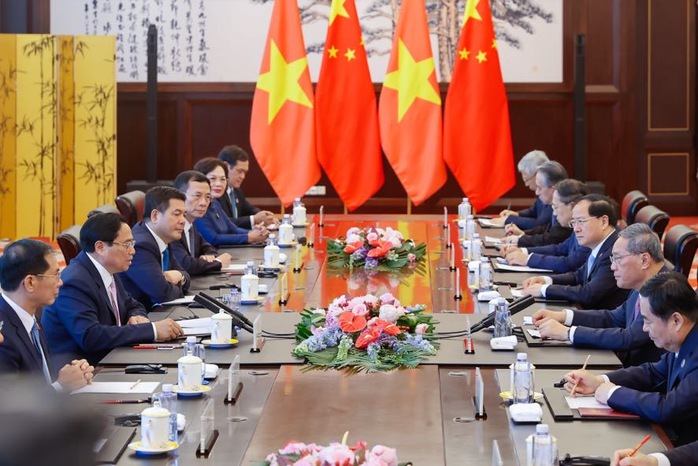 Thủ tướng Phạm Minh Chính hội đàm với Thủ tướng Trung Quốc Lý Cường Ảnh: VGP Thủ tướng Phạm Minh Chính hội đàm với Thủ tướng Trung Quốc Lý Cường Ảnh: VGP
