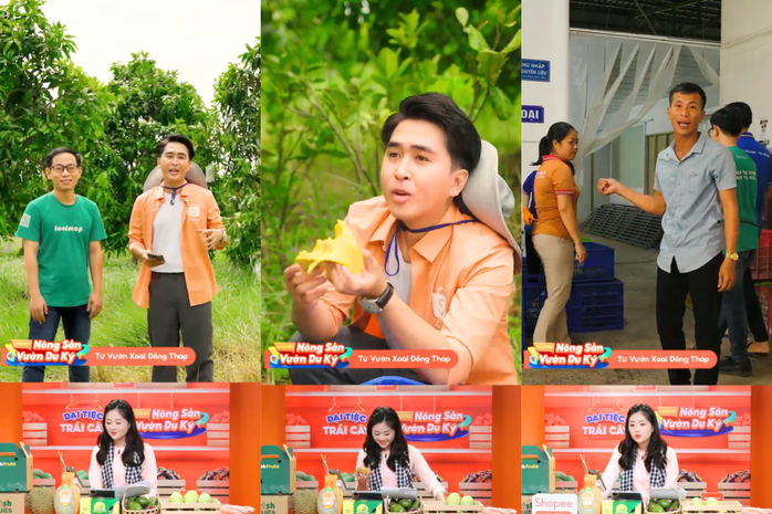 KOL Thanh Nhí, CEO FoodMap và chủ vườn xoài Đồng Tháp cùng livestream, ăn thử xoài kiểm chứng độ ngon, thậm chí đưa người xem đi tham quan nhà máy và quy trình đóng gói xoài đạt chuẩn. Điều này giúp người xem có cảm giác thực sự đang được "du ký" về vườn KOL Thanh Nhí, CEO FoodMap và chủ vườn xoài Đồng Tháp cùng livestream, ăn thử xoài kiểm chứng độ ngon, thậm chí đưa người xem đi tham quan nhà máy và quy trình đóng gói xoài đạt chuẩn. Điều này giúp người xem có cảm giác thực sự đang được "du ký" về vườn