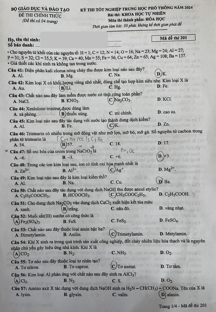 Thi tốt nghiệp THPT: Chi tiết đề thi tổ hợp, xem gợi ý giải đề- Ảnh 5.