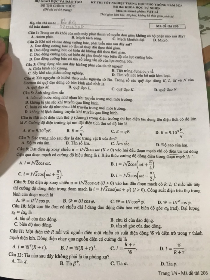 Thi tốt nghiệp THPT: Chi tiết đề thi tổ hợp, xem gợi ý giải đề- Ảnh 13.