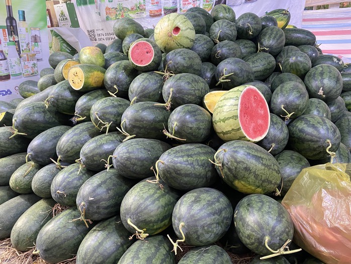 Lãnh đạo UBND quận 8 giới thiệu một loại trái cây 