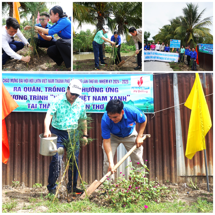 Đại diện Ban Truyền thông và Văn hóa doanh nghiệp Tập đoàn Dầu khí Việt Nam cùng đoàn công tác PV Drilling và đoàn viên thanh niên TP Cần Thơ ra quân trồng cây Đại diện Ban Truyền thông và Văn hóa doanh nghiệp Tập đoàn Dầu khí Việt Nam cùng đoàn công tác PV Drilling và đoàn viên thanh niên TP Cần Thơ ra quân trồng cây