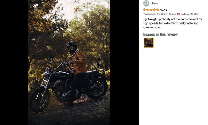 Khách hàng đánh giá 5 sao với sản phẩm mũ bảo hiểm Việt Nam bán trên Amazon Ảnh: AN NA Khách hàng đánh giá 5 sao với sản phẩm mũ bảo hiểm Việt Nam bán trên Amazon Ảnh: AN NA