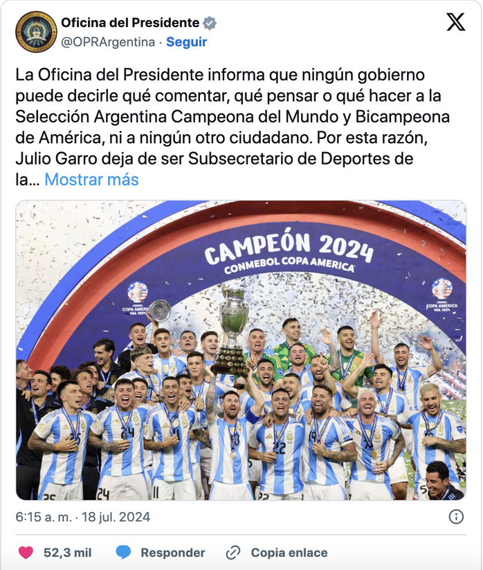 Thứ trưởng thể thao Argentina mất chức vì yêu cầu Messi xin lỗi- Ảnh 5. Thứ trưởng thể thao Argentina mất chức vì yêu cầu Messi xin lỗi- Ảnh 5.