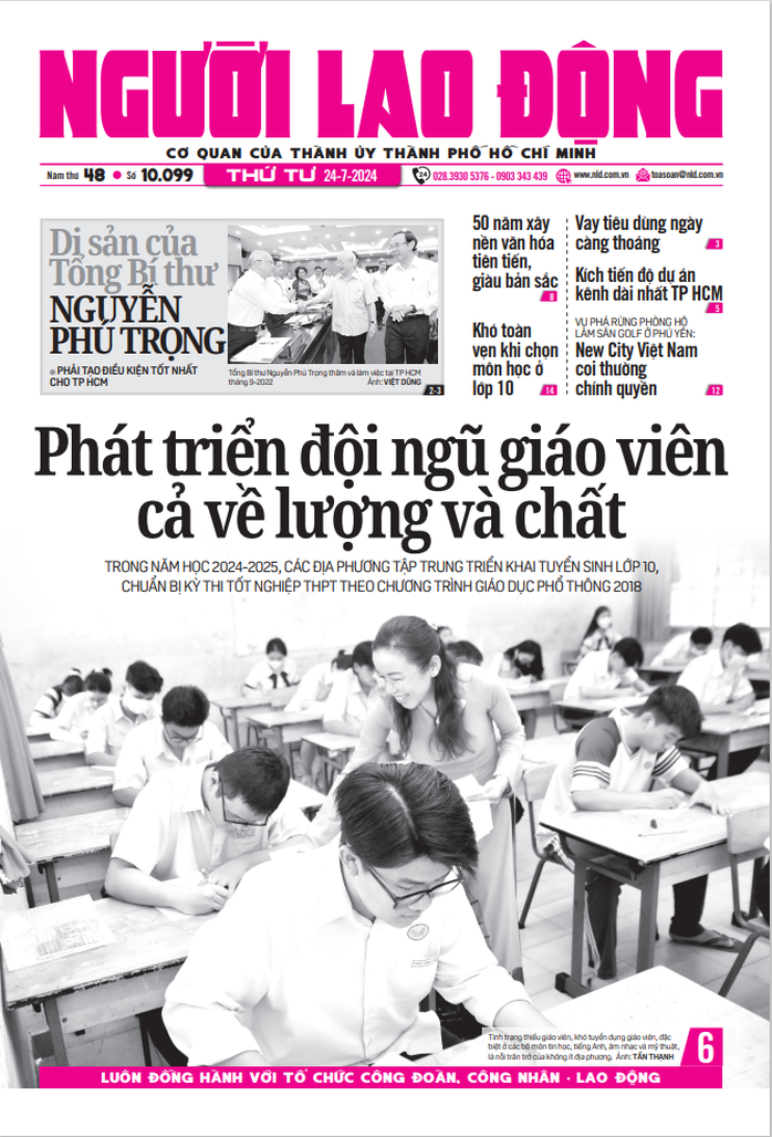 Thông tin đáng chú ý trên báo in Người Lao Động ngày 24-7- Ảnh 1. Thông tin đáng chú ý trên báo in Người Lao Động ngày 24-7- Ảnh 1.