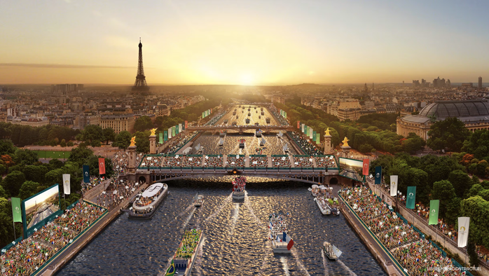 Khai mạc Olympic 2024: Khoảnh khắc quốc kỳ Việt Nam tung bay tại Paris- Ảnh 2. Khai mạc Olympic 2024: Khoảnh khắc quốc kỳ Việt Nam tung bay tại Paris- Ảnh 2.