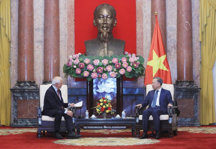Chủ tịch nước Tô Lâm tiếp Phó Chủ tịch Ủy ban Châu Âu Josep Borrell Fontelles ngày 30-7. Ảnh: TTXVN Chủ tịch nước Tô Lâm tiếp Phó Chủ tịch Ủy ban Châu Âu Josep Borrell Fontelles ngày 30-7. Ảnh: TTXVN