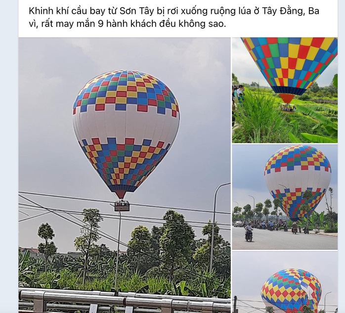Khinh khí cầu chở 9 người bất ngờ đáp xuống ruộng lúa cạnh quốc lộ- Ảnh 1. Khinh khí cầu chở 9 người bất ngờ đáp xuống ruộng lúa cạnh quốc lộ- Ảnh 1.