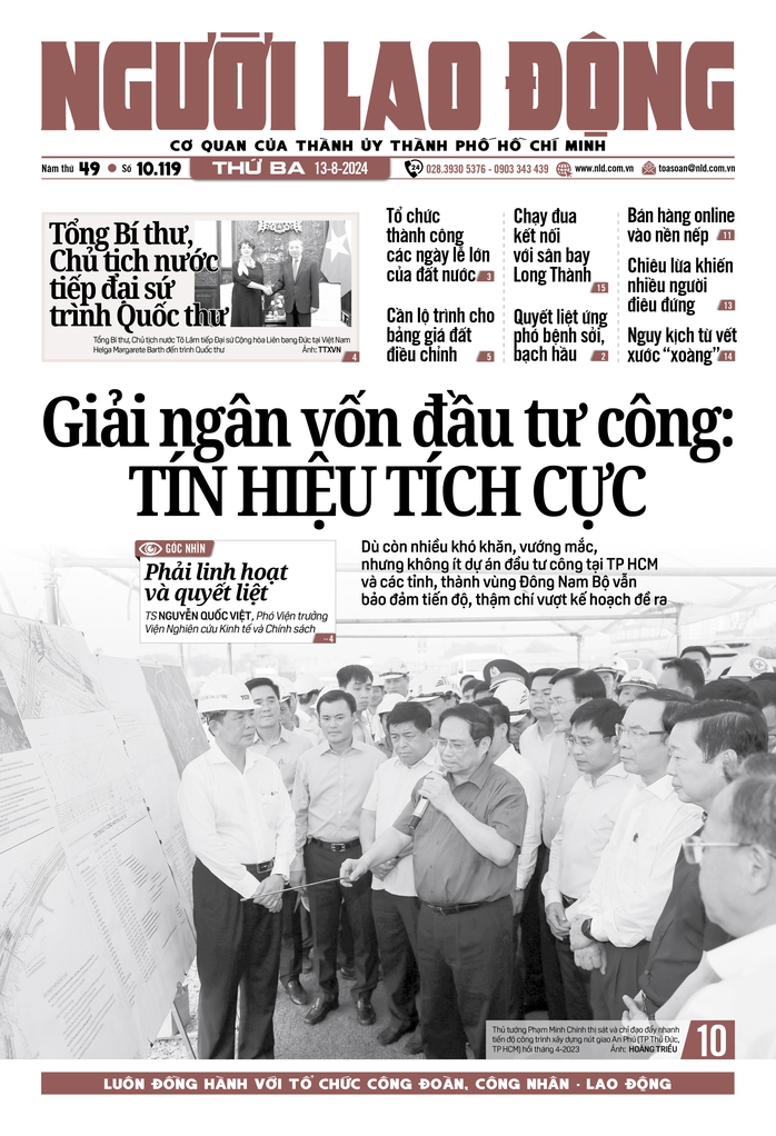 Thông tin đáng chú ý trên báo in Người Lao Động ngày 13-8- Ảnh 1. Thông tin đáng chú ý trên báo in Người Lao Động ngày 13-8- Ảnh 1.