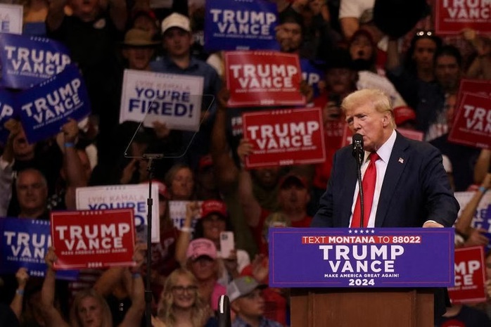 Cựu tổng thống Trump ngày 10-8 cho biết Microsoft thông báo cho chiến dịch của ông rằng Iran đã tấn công một trong những trang web của họ. Ảnh: Reuters Cựu tổng thống Trump ngày 10-8 cho biết Microsoft thông báo cho chiến dịch của ông rằng Iran đã tấn công một trong những trang web của họ. Ảnh: Reuters