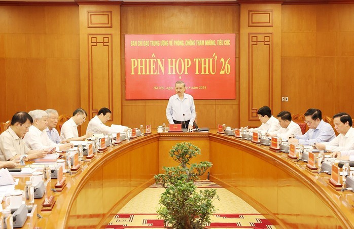 Tổng Bí thư, Chủ tịch nước Tô Lâm chủ trì Phiên họp thứ 26 của Ban Chỉ đạo Trung ương về phòng, chống tham nhũng, tiêu cực Ảnh: TTXVN Tổng Bí thư, Chủ tịch nước Tô Lâm chủ trì Phiên họp thứ 26 của Ban Chỉ đạo Trung ương về phòng, chống tham nhũng, tiêu cực Ảnh: TTXVN