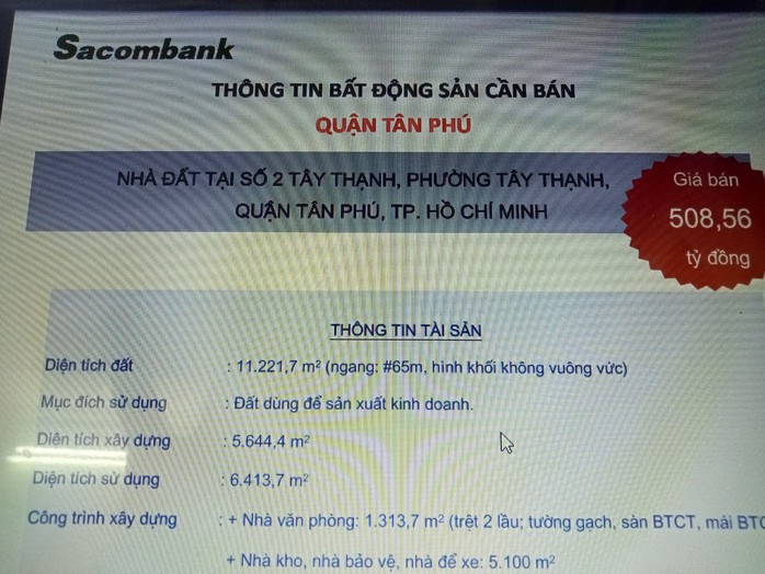 Sacombank bán đấu giá nhiều tài sản có giá trị lớn- Ảnh 1. Sacombank bán đấu giá nhiều tài sản có giá trị lớn- Ảnh 1.