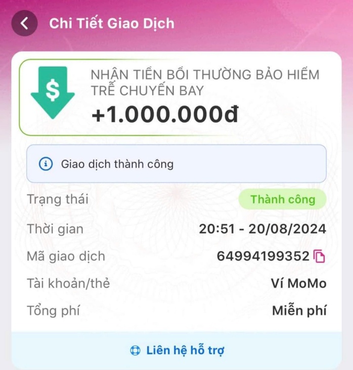 Hành khách bất ngờ khi được nhận 1 triệu đồng khi chuyến bay trễ 4 giờ- Ảnh 1. Hành khách bất ngờ khi được nhận 1 triệu đồng khi chuyến bay trễ 4 giờ- Ảnh 1.