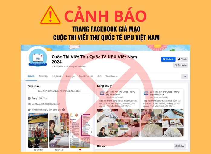 Xuất hiện nhiều trang fanpage lừa đảo học sinh thi viết thư UPU- Ảnh 1. Xuất hiện nhiều trang fanpage lừa đảo học sinh thi viết thư UPU- Ảnh 1.