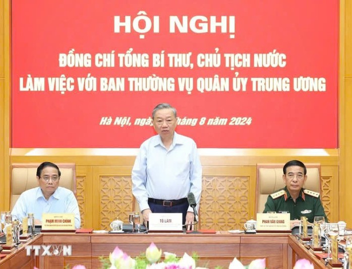 Tổng Bí thư, Chủ tịch nước Tô Lâm làm việc với Ban Thường vụ Quân ủy Trung ương- Ảnh 5. Tổng Bí thư, Chủ tịch nước Tô Lâm làm việc với Ban Thường vụ Quân ủy Trung ương- Ảnh 5.