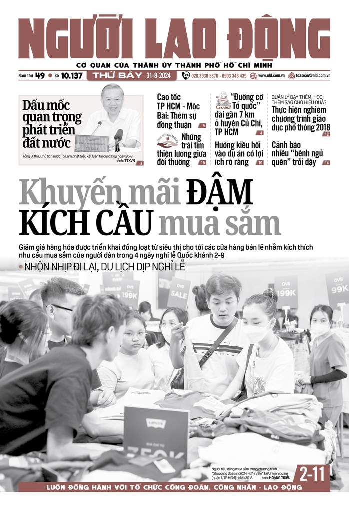 Báo in ngày 31-8: Khuyến mãi đậm, kích cầu mua sắm; nhộn nhịp đi lại, du lịch dịp nghỉ lễ- Ảnh 1. Báo in ngày 31-8: Khuyến mãi đậm, kích cầu mua sắm; nhộn nhịp đi lại, du lịch dịp nghỉ lễ- Ảnh 1.