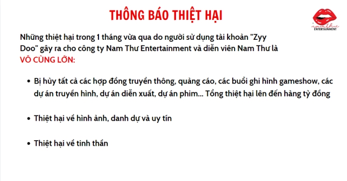 Nam Thư bị hủy tất cả hợp đồng, thiệt hại hàng tỉ?
- Ảnh 1. Nam Thư bị hủy tất cả hợp đồng, thiệt hại hàng tỉ?
- Ảnh 1.