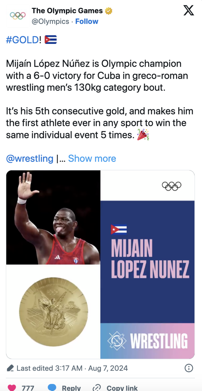 "Siêu võ sĩ" Mijain Lopez Nuñez – VĐV đầu tiên giành HCV tại 5 kỳ Olympic- Ảnh 3. "Siêu võ sĩ" Mijain Lopez Nuñez – VĐV đầu tiên giành HCV tại 5 kỳ Olympic- Ảnh 3.