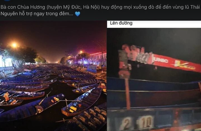 Người dân chùa Hương mang xuồng hỗ trợ người dân Thái Nguyên- Ảnh 1. Người dân chùa Hương mang xuồng hỗ trợ người dân Thái Nguyên- Ảnh 1.