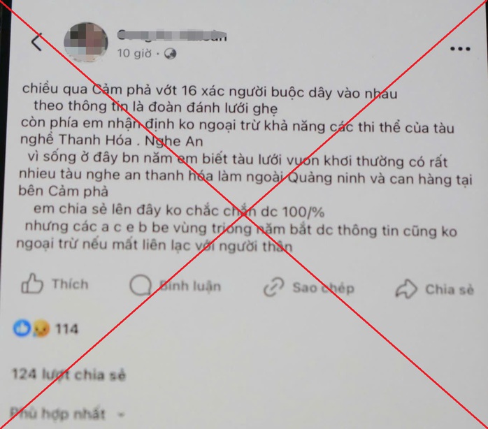 Quảng Ninh bác thông tin "vớt 16 xác người buộc dây vào nhau" trên biển- Ảnh 2. Quảng Ninh bác thông tin "vớt 16 xác người buộc dây vào nhau" trên biển- Ảnh 2.