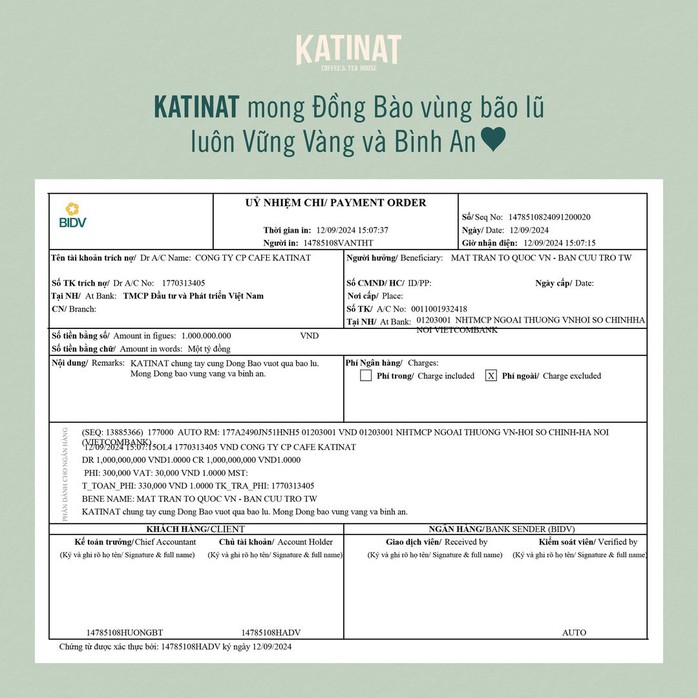 KATINAT phản hồi sau khi nhận "bão phẫn nộ", công bố góp 1 tỉ đồng hỗ trợ đồng bào bị bão lũ- Ảnh 2. KATINAT phản hồi sau khi nhận "bão phẫn nộ", công bố góp 1 tỉ đồng hỗ trợ đồng bào bị bão lũ- Ảnh 2.