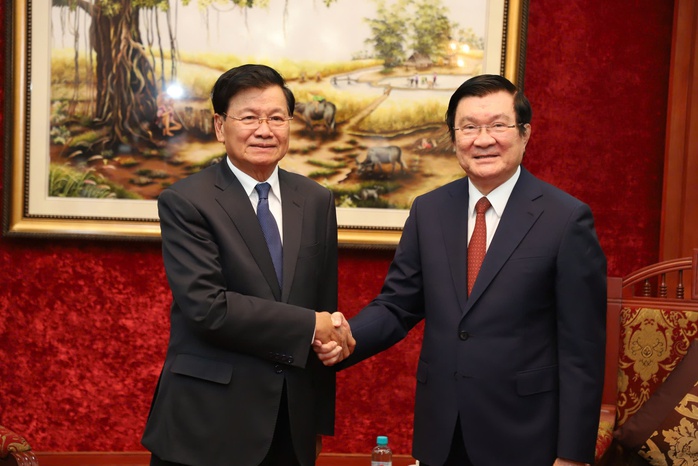 Tổng Bí thư, Chủ tịch nước Lào Thongloun Sisoulith và nguyên Chủ tịch nước Trương Tấn Sang. Ảnh: VGP Tổng Bí thư, Chủ tịch nước Lào Thongloun Sisoulith và nguyên Chủ tịch nước Trương Tấn Sang. Ảnh: VGP