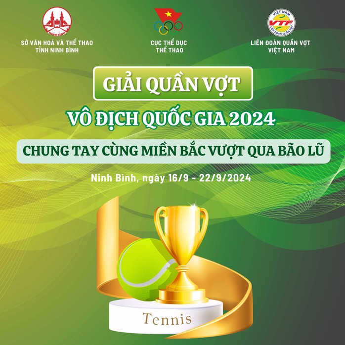 Giải quần vợt VĐQG 2024 hướng đến đồng bào bị bão lũ- Ảnh 1. Giải quần vợt VĐQG 2024 hướng đến đồng bào bị bão lũ- Ảnh 1.