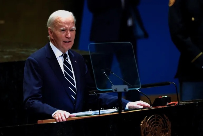 Tổng thống Mỹ Joe Biden phát biểu tại Đại hội đồng Liên Hiệp Quốc khóa 79. Ảnh: Reuters Tổng thống Mỹ Joe Biden phát biểu tại Đại hội đồng Liên Hiệp Quốc khóa 79. Ảnh: Reuters
