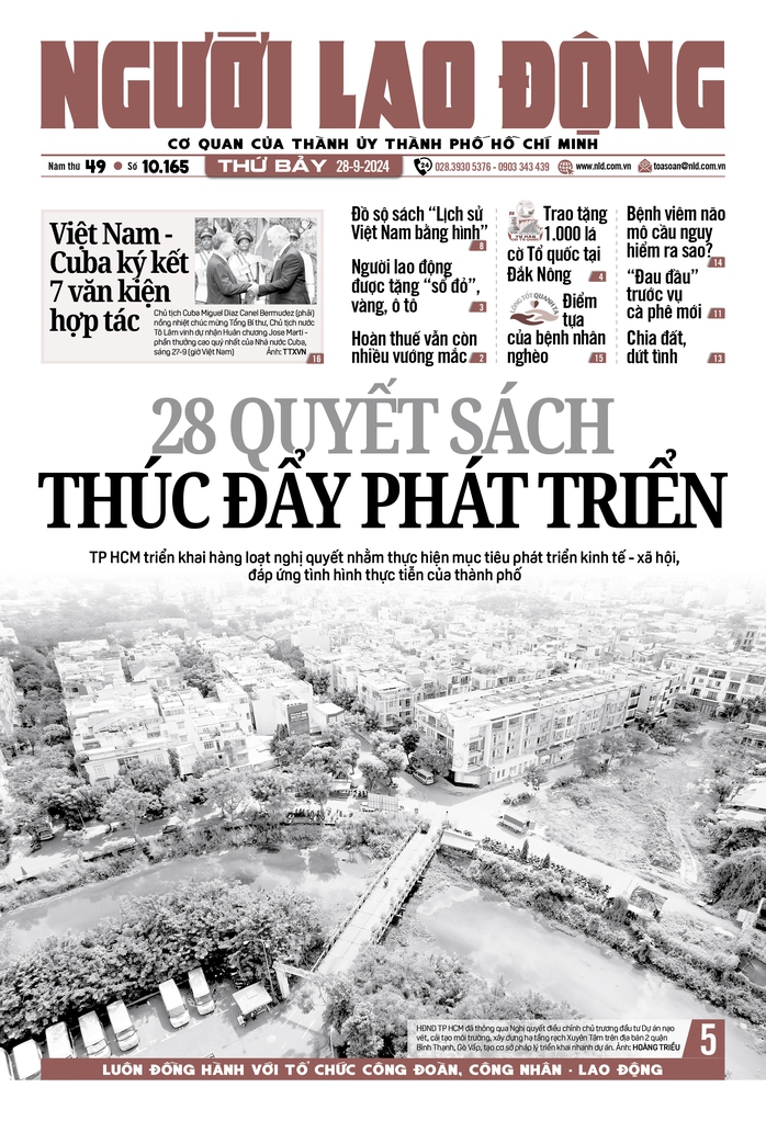 Báo in ngày 28-9: 28 quyết sách thúc đẩy phát triển- Ảnh 1. Báo in ngày 28-9: 28 quyết sách thúc đẩy phát triển- Ảnh 1.