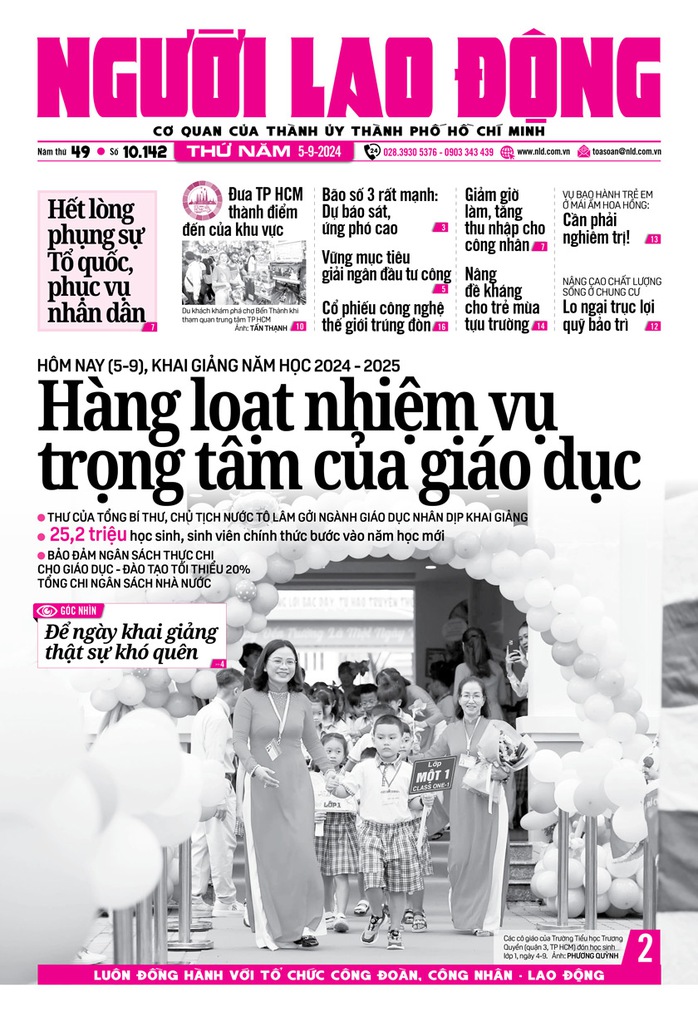 Bìa báo in Người Lao Động ra ngày 5-9-2024 Bìa báo in Người Lao Động ra ngày 5-9-2024