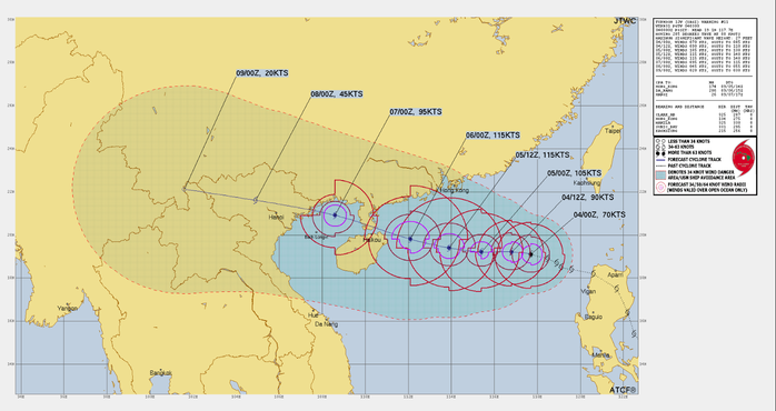 Đường đi của bão Yagi. Ảnh: JTWC Đường đi của bão Yagi. Ảnh: JTWC