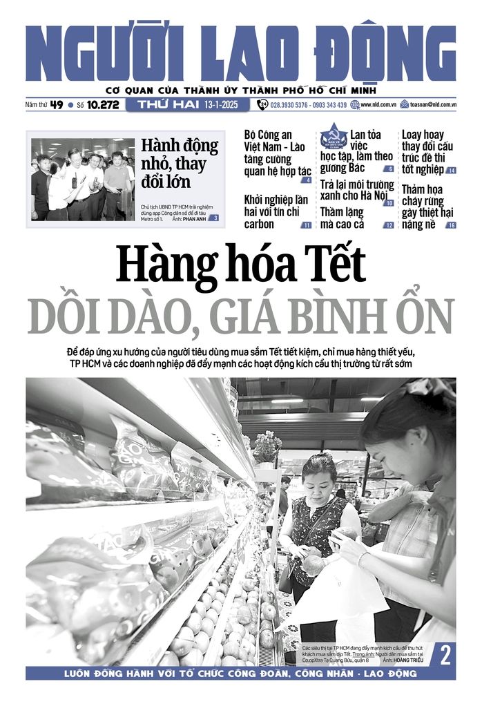 Báo in Người Lao Động 13-1: Hàng hóa Tết dồi dào, giá bình ổn- Ảnh 1. Báo in Người Lao Động 13-1: Hàng hóa Tết dồi dào, giá bình ổn- Ảnh 1.