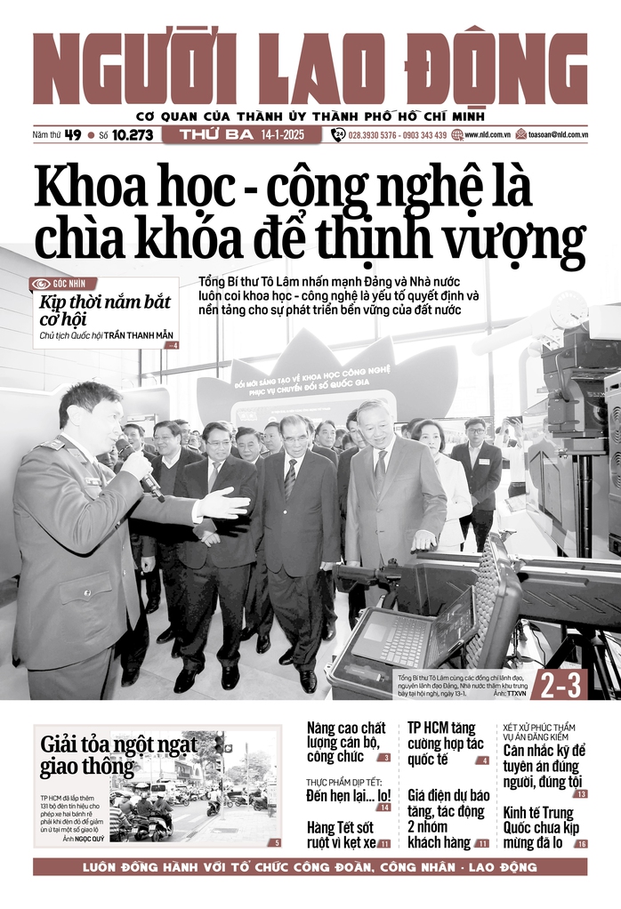Báo in ngày 14-1: Khoa học - công nghệ là chìa khóa để thịnh vượng- Ảnh 1. Báo in ngày 14-1: Khoa học - công nghệ là chìa khóa để thịnh vượng- Ảnh 1.