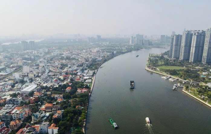Dự án bờ tả sông Sài Gòn nhìn từ trên cao, sáng 20-1. Ảnh: ÁI MY Dự án bờ tả sông Sài Gòn nhìn từ trên cao, sáng 20-1. Ảnh: ÁI MY