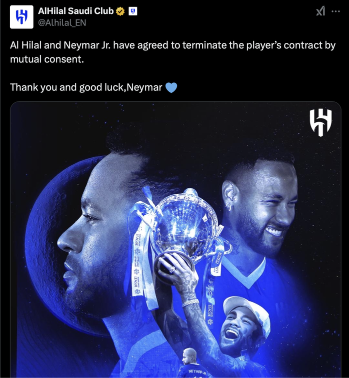 Al-Hilal chấm dứt hợp đồng, Neymar sẽ trở lại Santos- Ảnh 1. Al-Hilal chấm dứt hợp đồng, Neymar sẽ trở lại Santos- Ảnh 1.