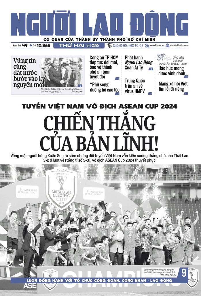Bìa in Báo Người Lao Động ra ngày 6-1-2025 Bìa in Báo Người Lao Động ra ngày 6-1-2025