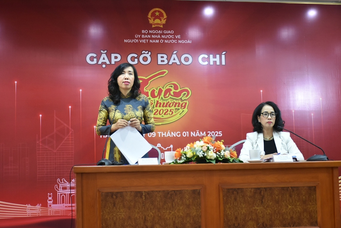 Thứ trưởng Bộ Ngoại giao Lê Thị Thu Hằng, Chủ nhiệm Ủy ban Nhà nước về người Việt Nam ở nước ngoài, phát biểu tại buổi gặp gỡ báo chí về chương trình Xuân Quê hương 2025 chiều 9-1 ở Hà Nội Ảnh: Dương Tiêu Thứ trưởng Bộ Ngoại giao Lê Thị Thu Hằng, Chủ nhiệm Ủy ban Nhà nước về người Việt Nam ở nước ngoài, phát biểu tại buổi gặp gỡ báo chí về chương trình Xuân Quê hương 2025 chiều 9-1 ở Hà Nội Ảnh: Dương Tiêu