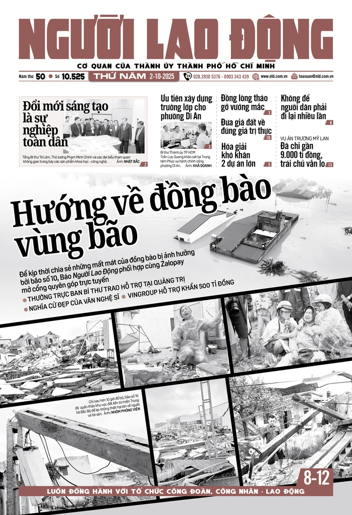 Báo in ngày 2-10: Hướng về đồng bào vùng bão - Ảnh 1.