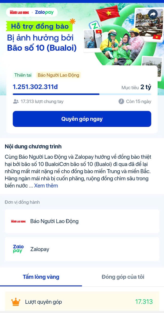 Gần 2 , 4 tỉ đồng quyên góp hỗ trợ đồng bào vùng lũ từ Báo Người Lao Động - Ảnh 2. Gần 2 , 4 tỉ đồng quyên góp hỗ trợ đồng bào vùng lũ từ Báo Người Lao Động - Ảnh 2.